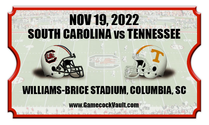 South Carolina Gamecocks Vs Tennessee Volunteers Football Tickets 11 19 22